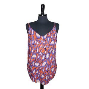 Cabi Isla Top Blouse Cami Tank Abstract Print Cheetah Orange Purple XL